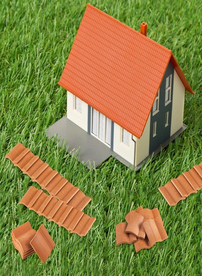 Charniol 200 Pcs Miniature Roof Tiles 1:12 Scale Mini Clay Tiles, Realistic Dollhouse Shingles for The Roof, Dollhouse Accessories for Kitchen Garden Landscaping DIY Model Architect Buildings - Image 4