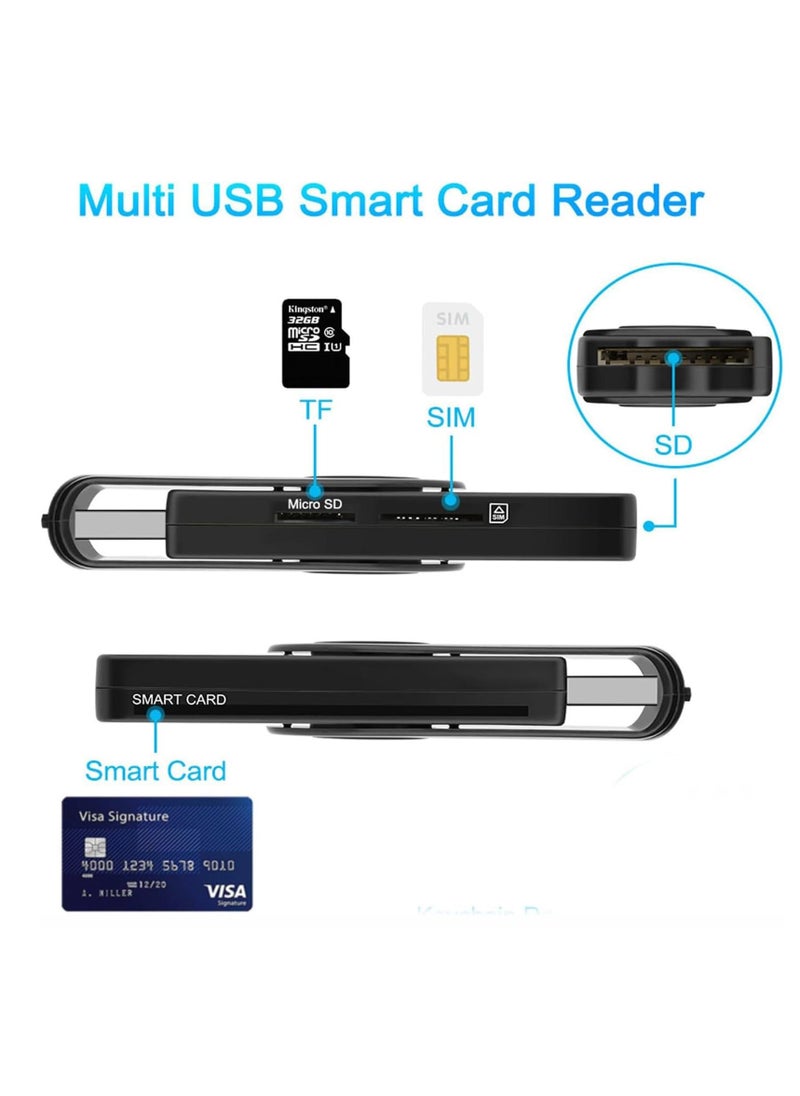 Generic - USB 2.0 Smart Card Reader, High Capacity 5 in 1 Adapter for SIM, SD, TF, ID, IC Cards, Compatible with Windows, Linux/Unix, MacOS X, Efficient and Reliable Data Reader - Image 1
