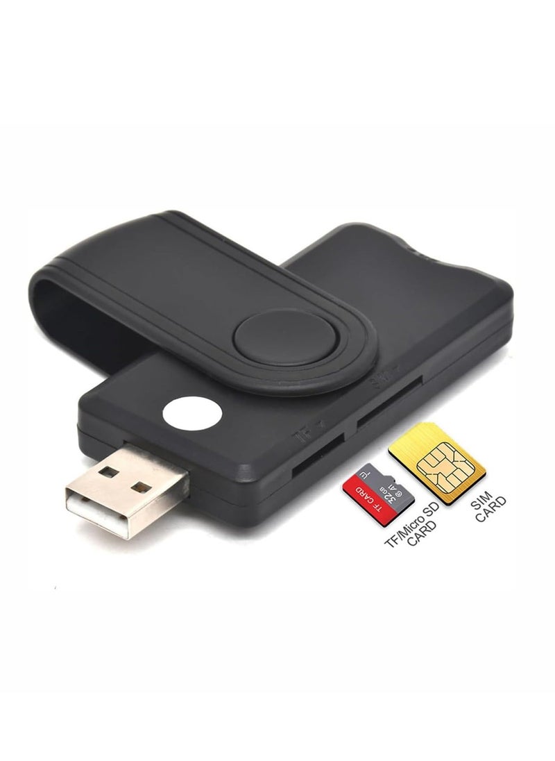 Generic - USB 2.0 Smart Card Reader, High Capacity 5 in 1 Adapter for SIM, SD, TF, ID, IC Cards, Compatible with Windows, Linux/Unix, MacOS X, Efficient and Reliable Data Reader - Image 1