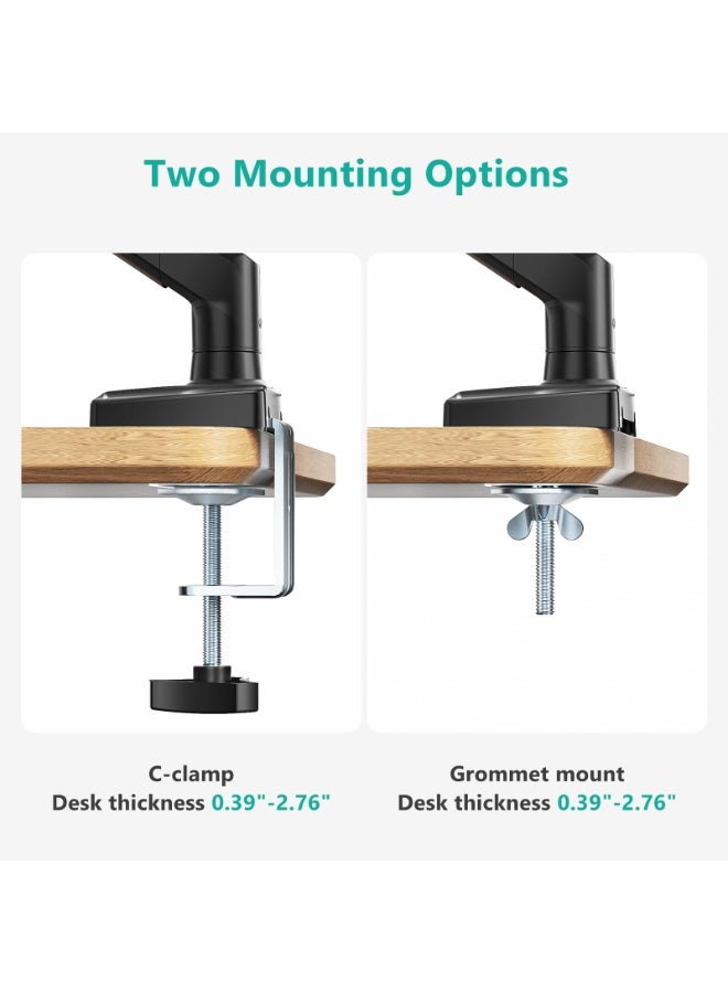 VESA 75x75mm/100x100mm black aluminum alloy display bracket - air spring hovering mechanical arm suitable for 17-35 inch flat/curved screens, supporting LED/LCD displays, perforated and table clip dual installation, computer desktop lifting and rotating bracket  - Image 3
