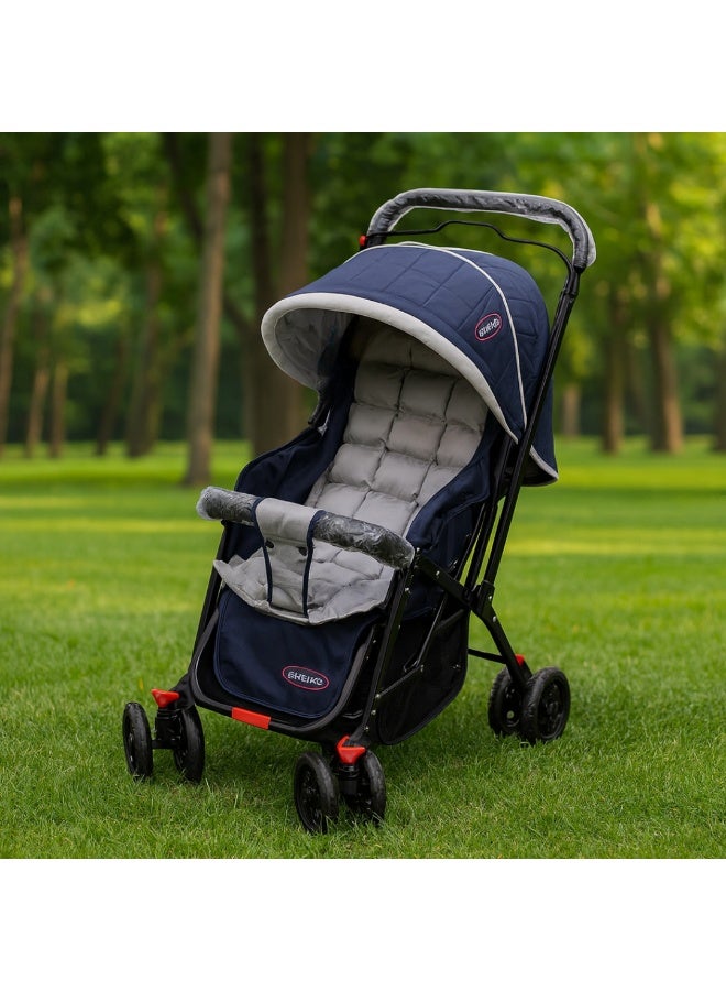 SMR Kids Foldable Stroller - Front/Rear Swivel Handle, Wide Canopy, Storage Basket - Image 1