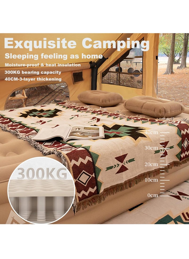 Generic - Automatic Inflatable Mattress Flocked Sleeping Mat Camping Moisture-Proof Mat Outdoor Camping Air Mattress Bed Tent Floor Mat Suitable for Indoor and Outdoor Use (Double Mattress) - Image 1
