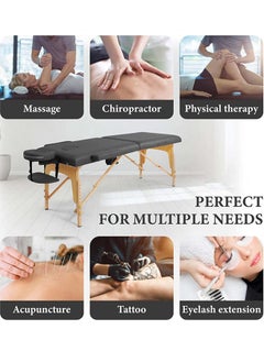 Glanfen Premium Memory Foam Massage Table,Foldable And Portable Massage Bed,Height Adjustable Spa Bed,Facial Cradle Salon Bed Wooden Legs And Carry Case,185*70cm Black  - Image 3