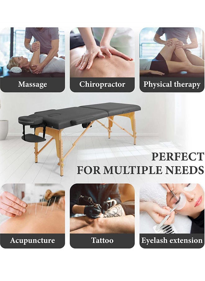 Glanfen Premium Memory Foam Massage Table,Foldable And Portable Massage Bed,Height Adjustable Spa Bed,Facial Cradle Salon Bed Wooden Legs And Carry Case,185*70cm Black  - Image 3