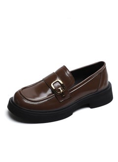 Loquat Versatile English Leather Shoes With Round Toe And Soft Sole Brown  - Image 2