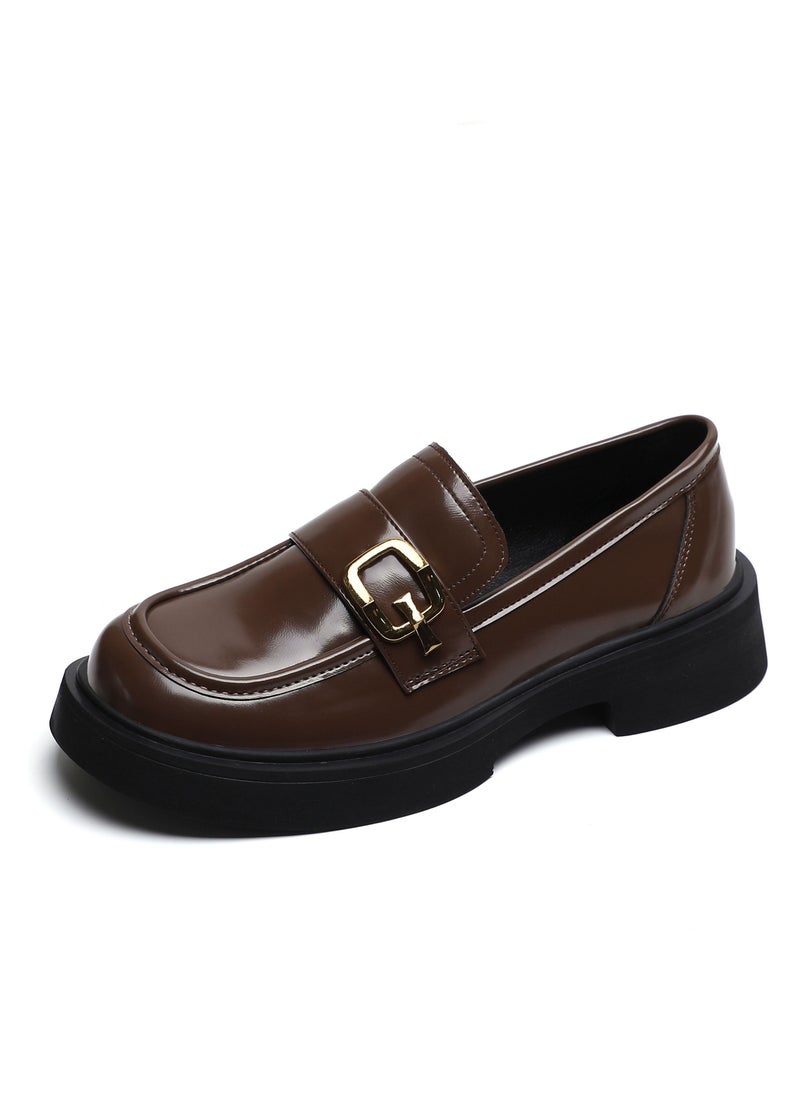 Loquat - Versatile English Leather Shoes With Round Toe And Soft Sole Brown - Image 1