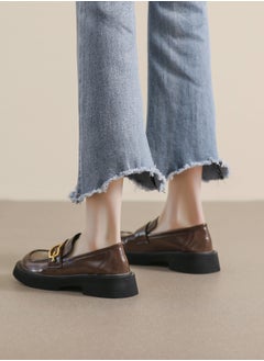 Loquat Versatile English Leather Shoes With Round Toe And Soft Sole Brown  - Image 3