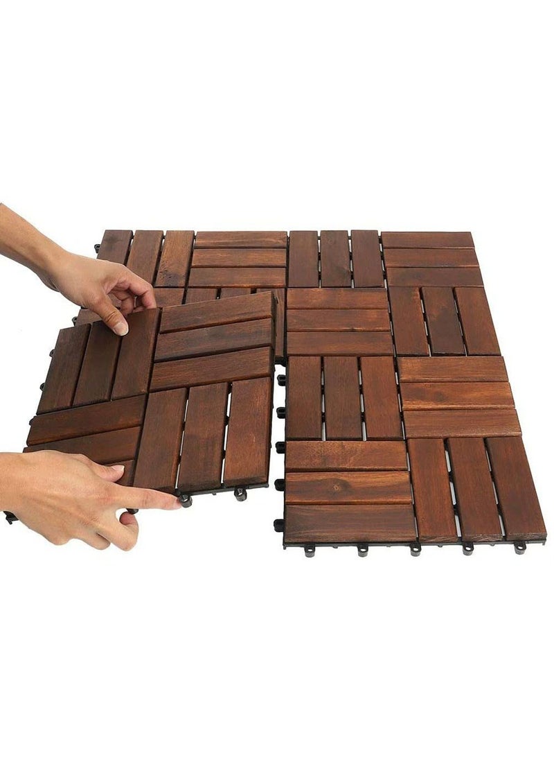 Generic - FFD Wooden Floor Interlocking Decking Tiles Hardwood Flooring Deck Patio Balcony Roof Terrece Deck(5 pcs) - Image 1