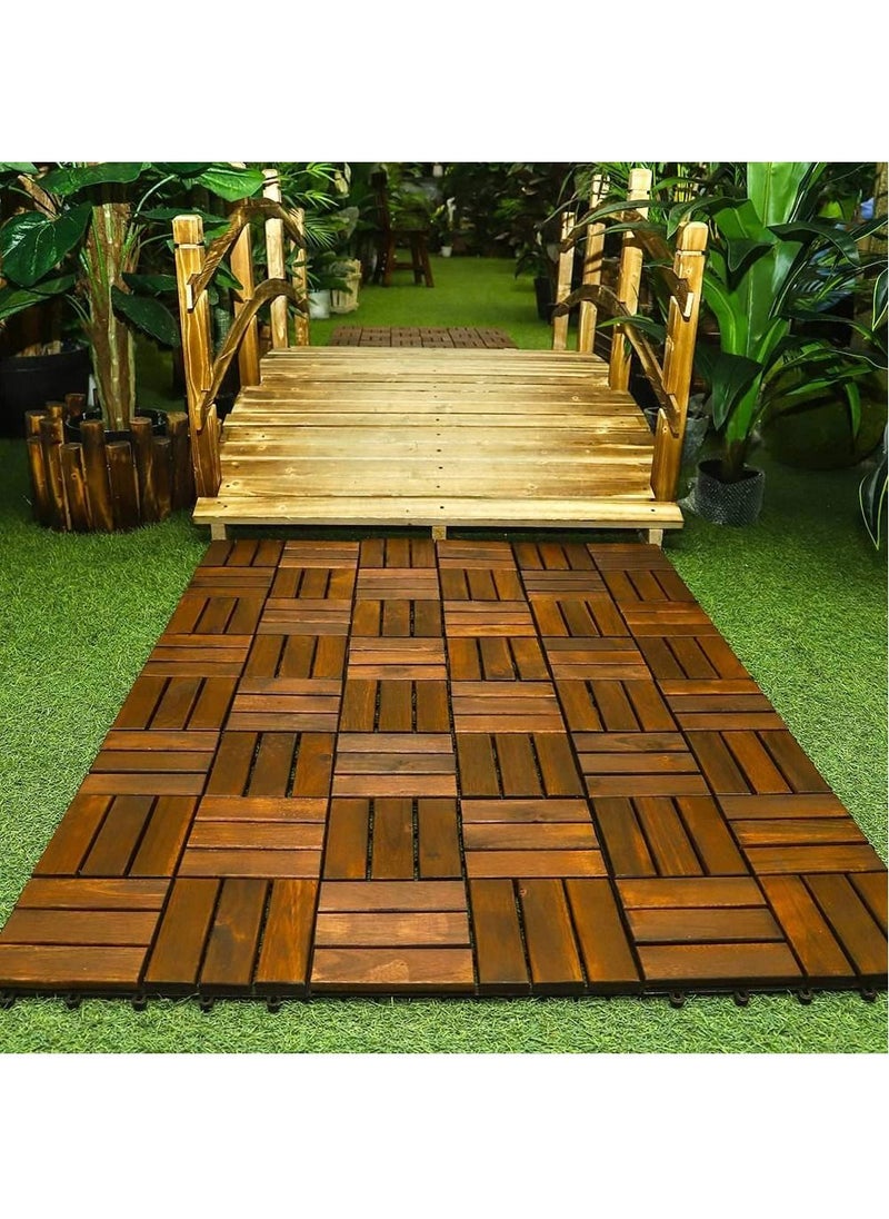 Generic - FFD Wooden Floor Interlocking Decking Tiles Hardwood Flooring Deck Patio Balcony Roof Terrece Deck(5 pcs) - Image 1