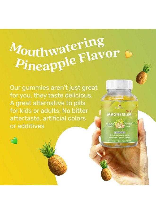 BeLive - Magnesium Gummies 200Mg 60 Ct ; Magnesium Glycinate Supplements For Relaxation Stress Relief And Sleep For Adults & Kids Tasty And Tangy Pineapple Flavor - Image 1
