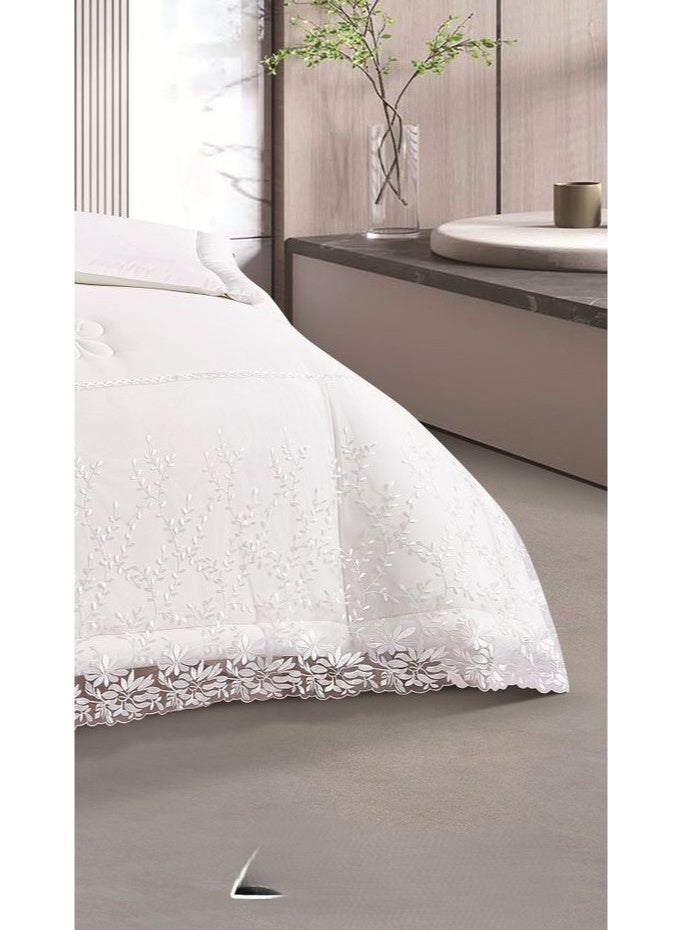 مارك مفرش نفرين فخم ملكي عرائسي نفرين بتصميم الدانتيل من خامه الميكروفايبر مقاس 240*260 سم - Image 4