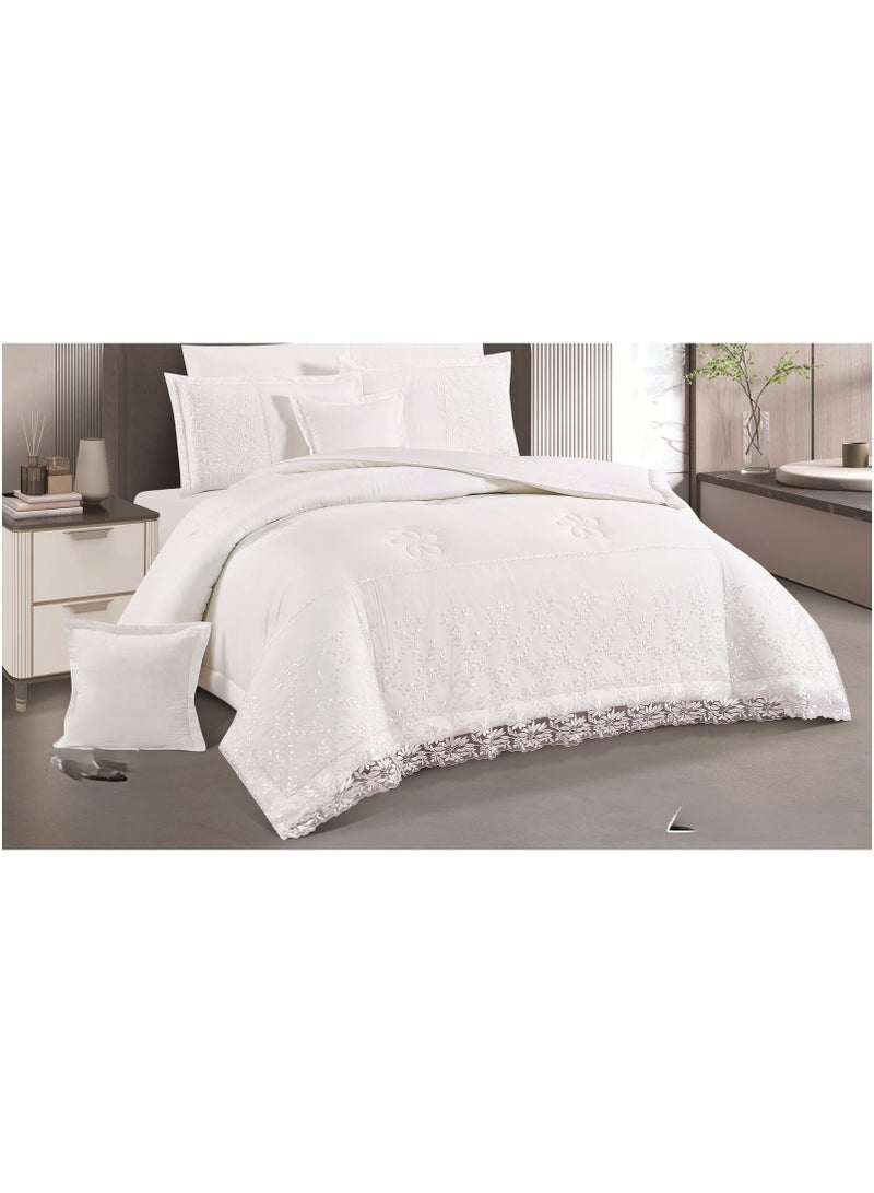 مارك مفرش نفرين فخم ملكي عرائسي نفرين بتصميم الدانتيل من خامه الميكروفايبر مقاس 240*260 سم - Image 1