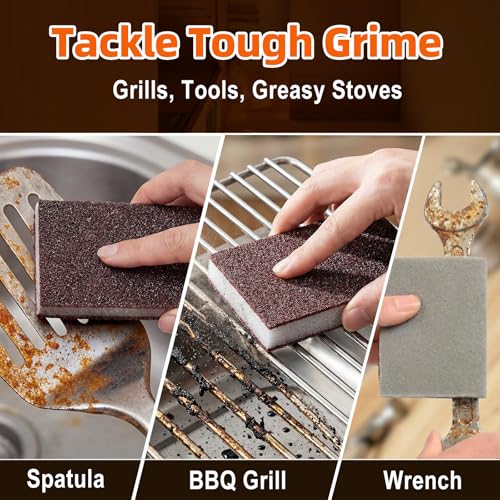Dr.WOW Carborundum Heavy Duty Scouring Sponges - Fiberglass-Free Nano Rust Eraser for Pots, Pans, Grill, Oven Racks & Sink Stains (0.4" 10ct(Pack of 1)) - Image 3