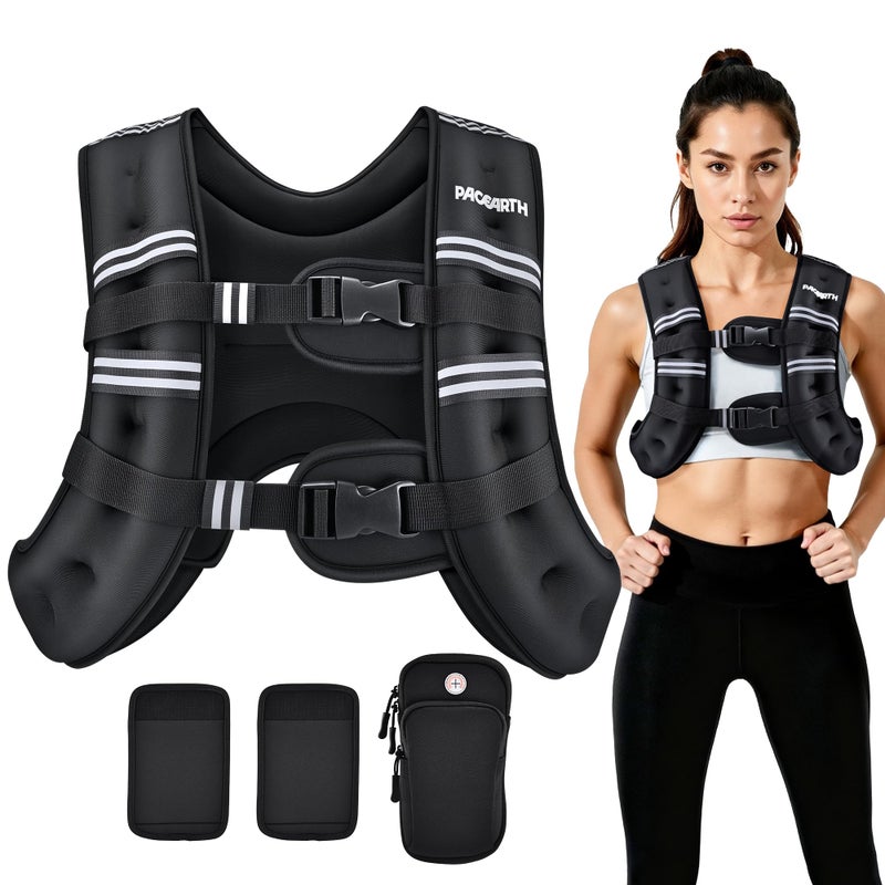 PACEARTH Weighted Vest, 6lb/12lb/16lb/20lb/25lb/30lb Weight Vest with Reflective Stripe, Body Weight Vests Adjustable for Men, Women Workout, Strength Training, Running, Walking, Jogging - Image 1