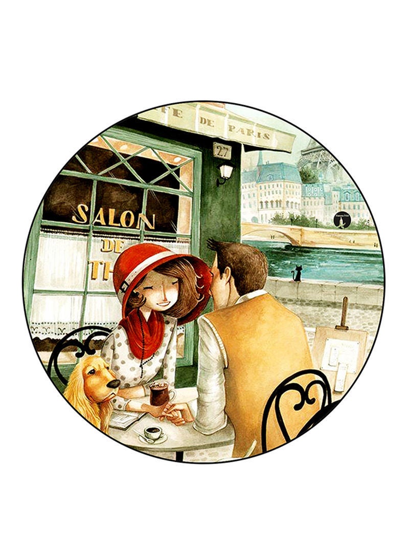 RKN Man And Woman Printed Mouse Pad Round  Multicolour