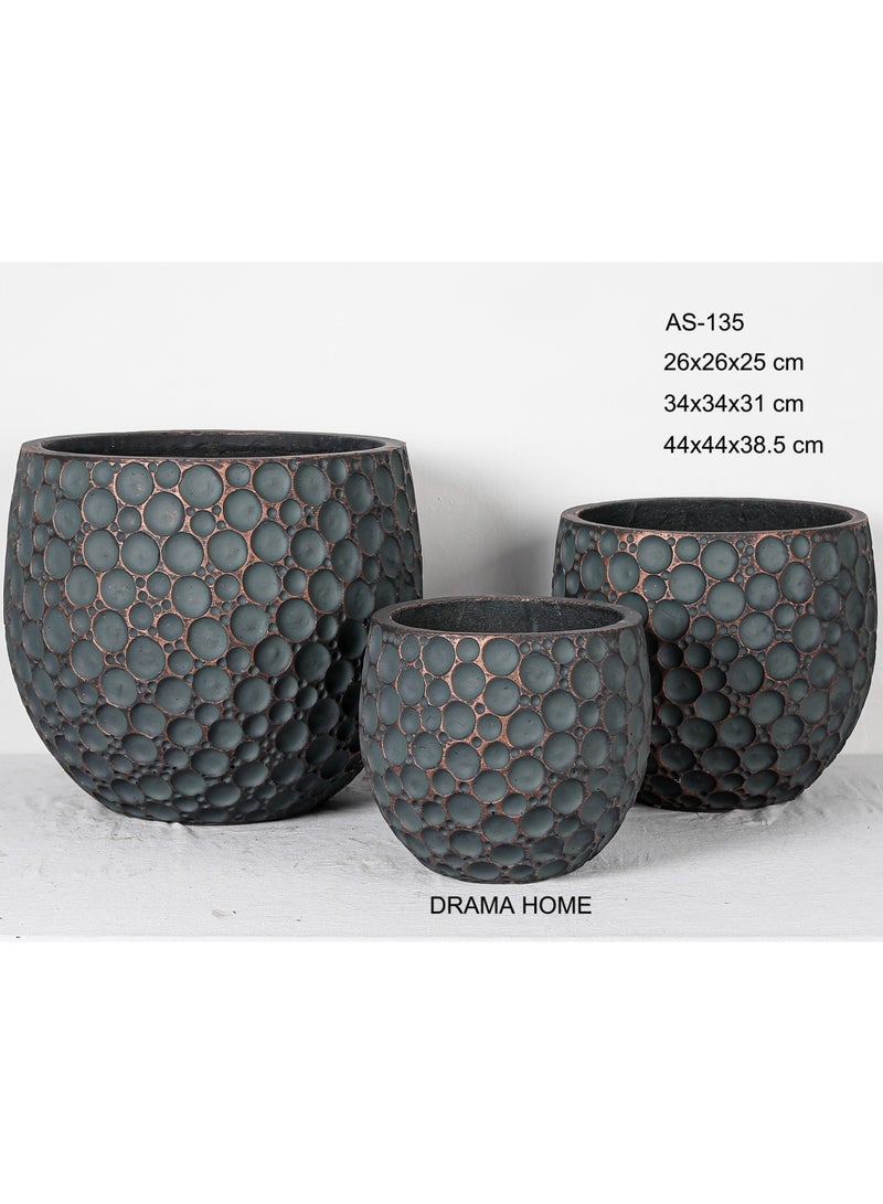 DRAMA HOME Stone-Textured Decorative Planter Set – An Artistic Touch for Artificial & Natural Plants  - Image 2