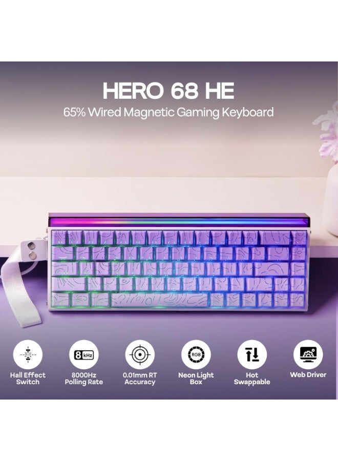 EPOMAKER Aula Hero68 HE Wired Magnetic Gaming Keyboard, 0.01mm Adjustable Actuation, Rapid Hall Effect Switch, 8kHz Polling, 5-Layer Sound Dampening, RGB Box & Backlight (White Lighthouse) - Image 4