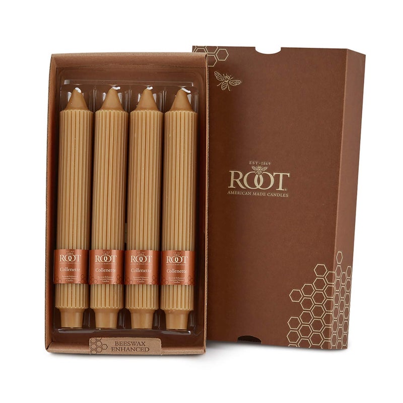 Root Candles Unscented Dinner Candles Premium Beeswax Blend Boxed Candle Set, 9-Inch, Beeswax, 4-Count - Image 2