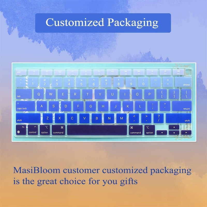 MasiBloom Silicone Keyboard Cover Skin for MacBook Air 13 inch A2337 M1 Chip Released in 2020 Touch ID & Retina Display US Version Ultra Thin Keyboard Protector Cover Skin Accessories, Blue - Image 5