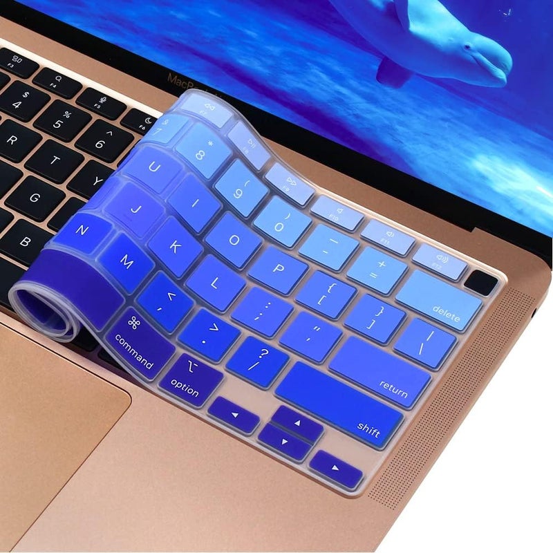 MasiBloom Silicone Keyboard Cover Skin for MacBook Air 13 inch A2337 M1 Chip Released in 2020 Touch ID & Retina Display US Version Ultra Thin Keyboard Protector Cover Skin Accessories, Blue - Image 1