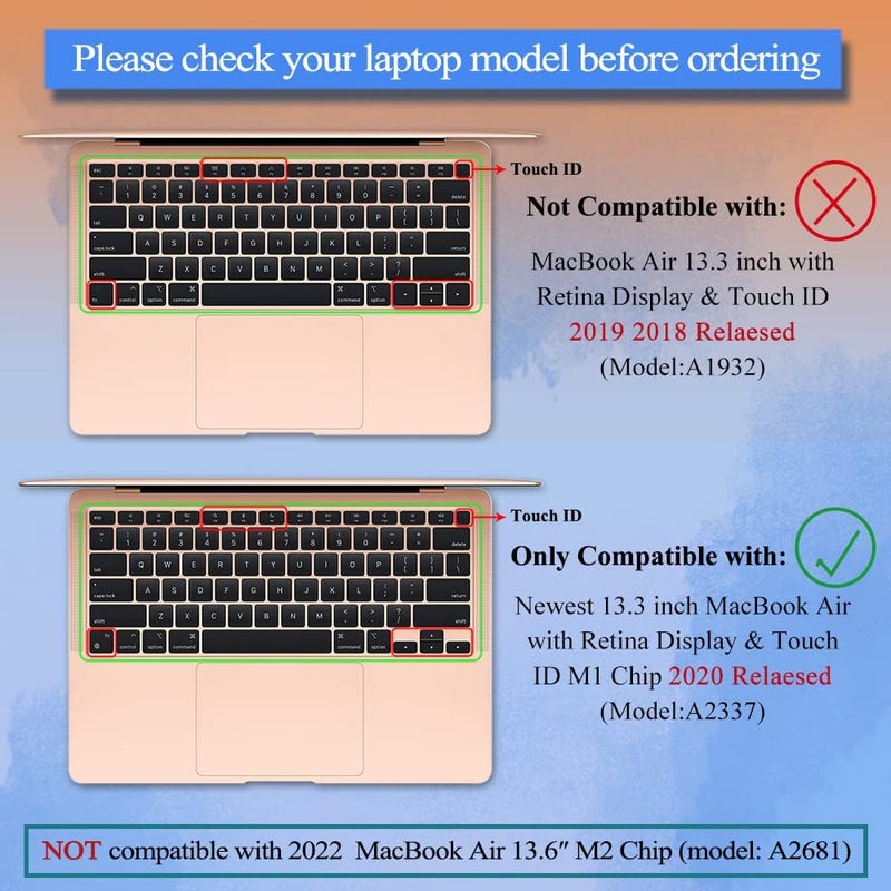 MasiBloom Silicone Keyboard Cover Skin for MacBook Air 13 inch A2337 M1 Chip Released in 2020 Touch ID & Retina Display US Version Ultra Thin Keyboard Protector Cover Skin Accessories, Blue - Image 2