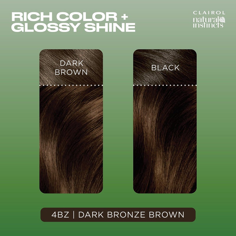 Clairol Natural Instincts Demi-Permanent Hair Dye, 4BZ Dark Bronze Brown Hair Color, Pack of 3 - Image 4