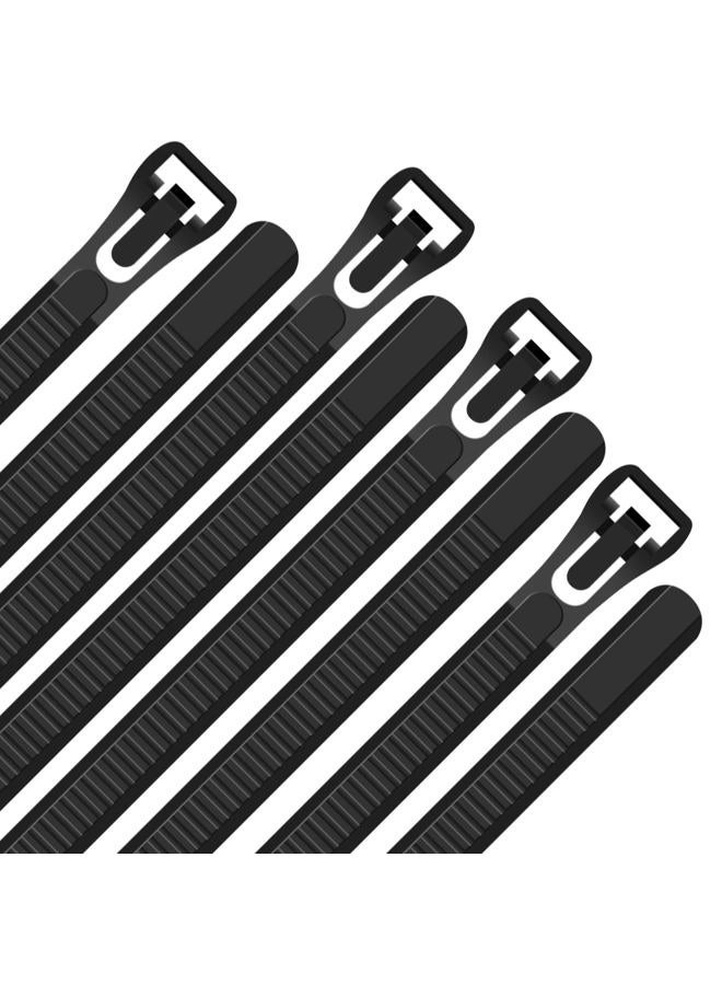 VTECHOLOGY 100Pcs 12 Inch Reusable Heavy Duty Industrial Zip Toes,Releasable Black Cable Ties, Nylon Adjustable Tie wrap,Reusable Zip Toes Tie Straps For Garden Plant Secure Vine, Home, Office Use - Image 2