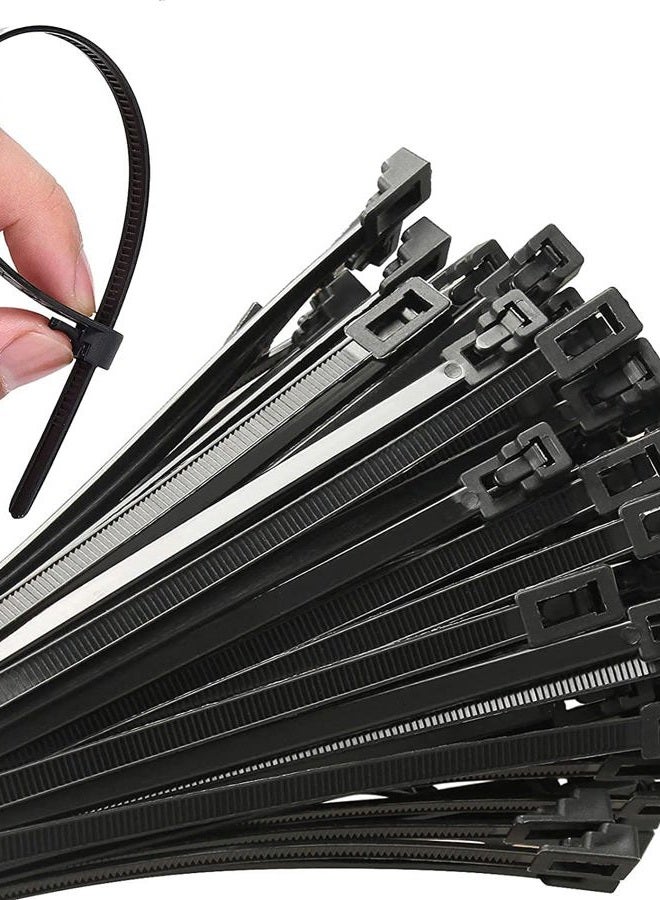 VTECHOLOGY 100Pcs 12 Inch Reusable Heavy Duty Industrial Zip Toes,Releasable Black Cable Ties, Nylon Adjustable Tie wrap,Reusable Zip Toes Tie Straps For Garden Plant Secure Vine, Home, Office Use - Image 1