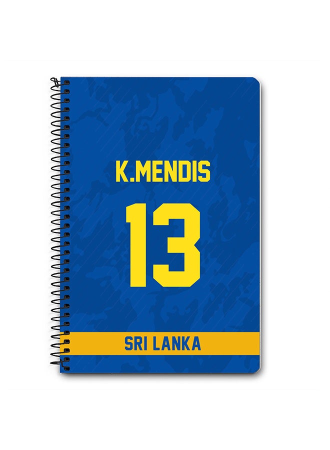 Stylizedd Designer A5 Spiral Notebook Memo Notepad Journal Player - Kusal Mendis, Jersey Number -13  - Image 1