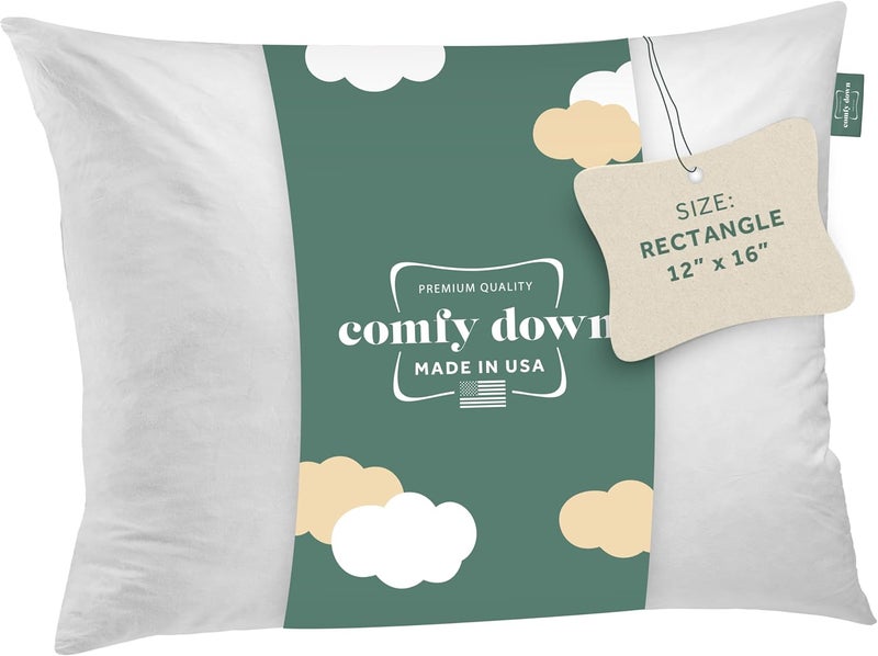 ComfyDown Decorative Throw Pillow Insert, Down and Feather Fill, 100% Cotton Cover, 233 Thread Count - Made in USA (12 X 16) - Image 1