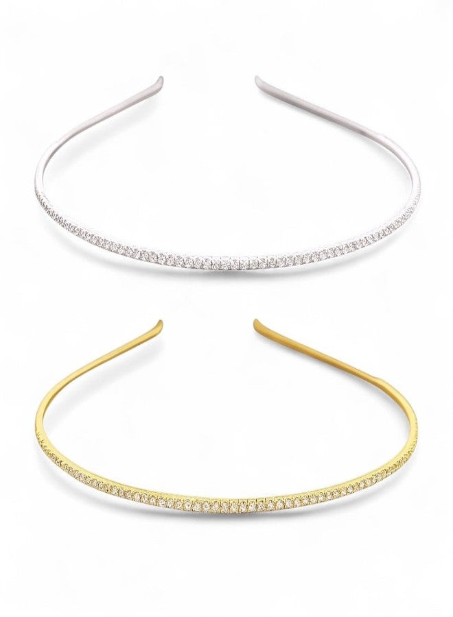 AccessHer Hairbands for Women & Girls | Gold & Silver Rhinestone Hair Hoops | Stylish Hair Accessories for Weddings, Parties, Ethnic Wear & Rakhi Gift (Combo 5, One Size) - Image 1