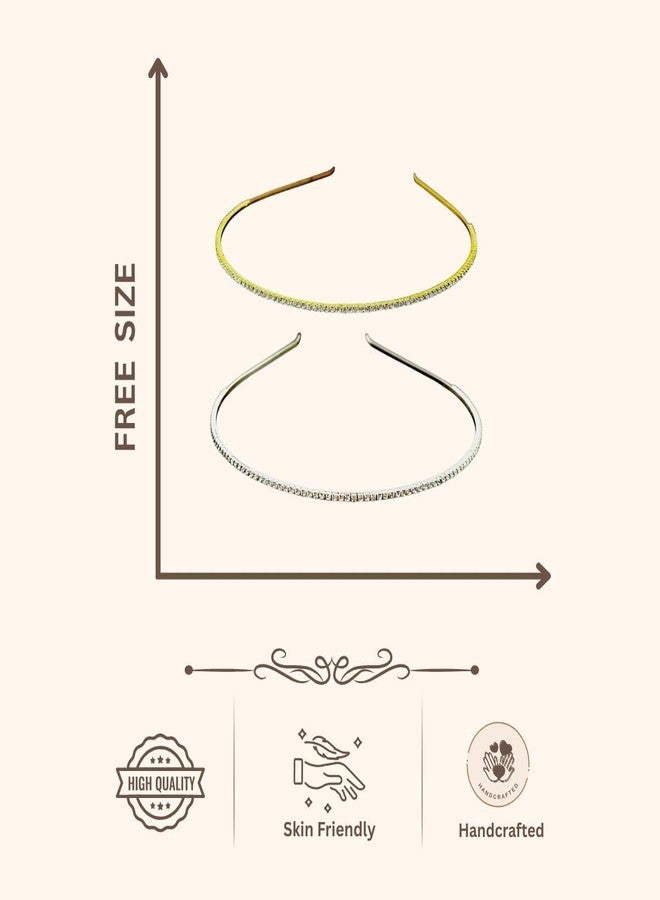 AccessHer Hairbands for Women & Girls | Gold & Silver Rhinestone Hair Hoops | Stylish Hair Accessories for Weddings, Parties, Ethnic Wear & Rakhi Gift (Combo 5, One Size) - Image 5