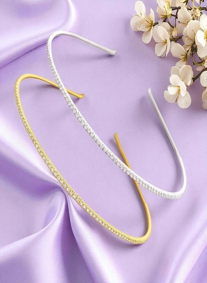AccessHer Hairbands for Women & Girls | Gold & Silver Rhinestone Hair Hoops | Stylish Hair Accessories for Weddings, Parties, Ethnic Wear & Rakhi Gift (Combo 5, One Size) - Image 4