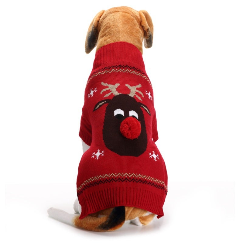 Christmas Pet Clothes Red Nosed Deer Pet Sweater Poodle Teddy Small Medium Large Dog Sweater - Image 5