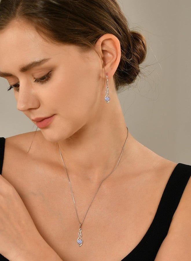 YL Alexandrite Infinity Twisted Earrings for Women, Solid Sterling Silver 18K White Gold Plated Created Birthstone Dangle Leverback Jewelry - Image 3