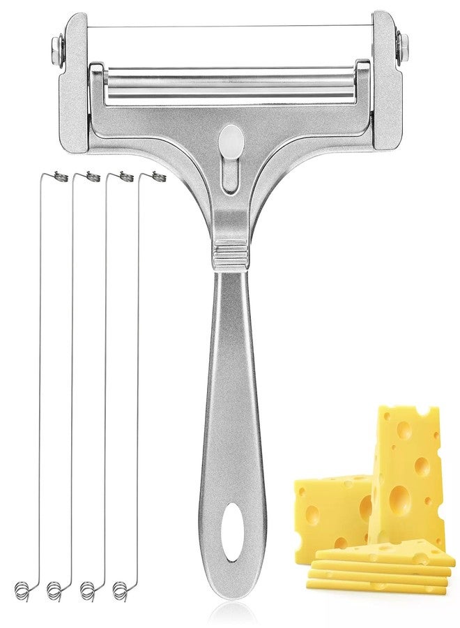 YBEATY Cheese Cutter Kit Adjustable Hand Held Cheese Cutter with 4 Extra Wires Stainless Steel Wire Cheeses CutterQuick Replacement Thick & Thin Slicer Shaver Kitchen Slicing Tools for Block Butter - Image 1