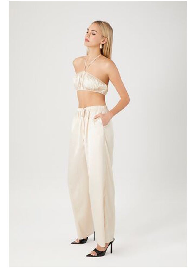 FOREVER 21 - Satin Crop Top & Pants Set - Image 1