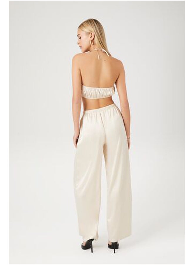 FOREVER 21 - Satin Crop Top & Pants Set - Image 1