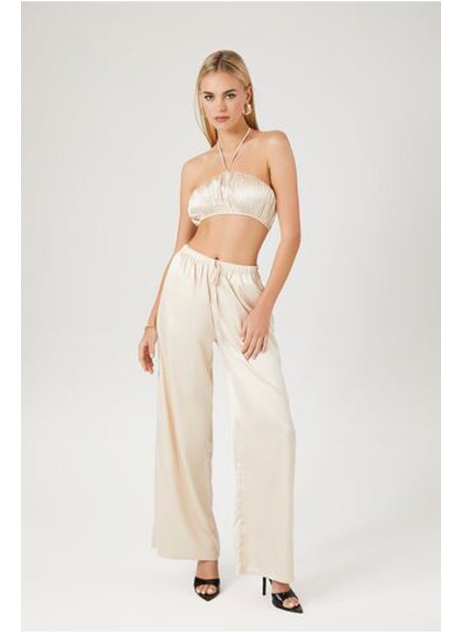 FOREVER 21 - Satin Crop Top & Pants Set - Image 1