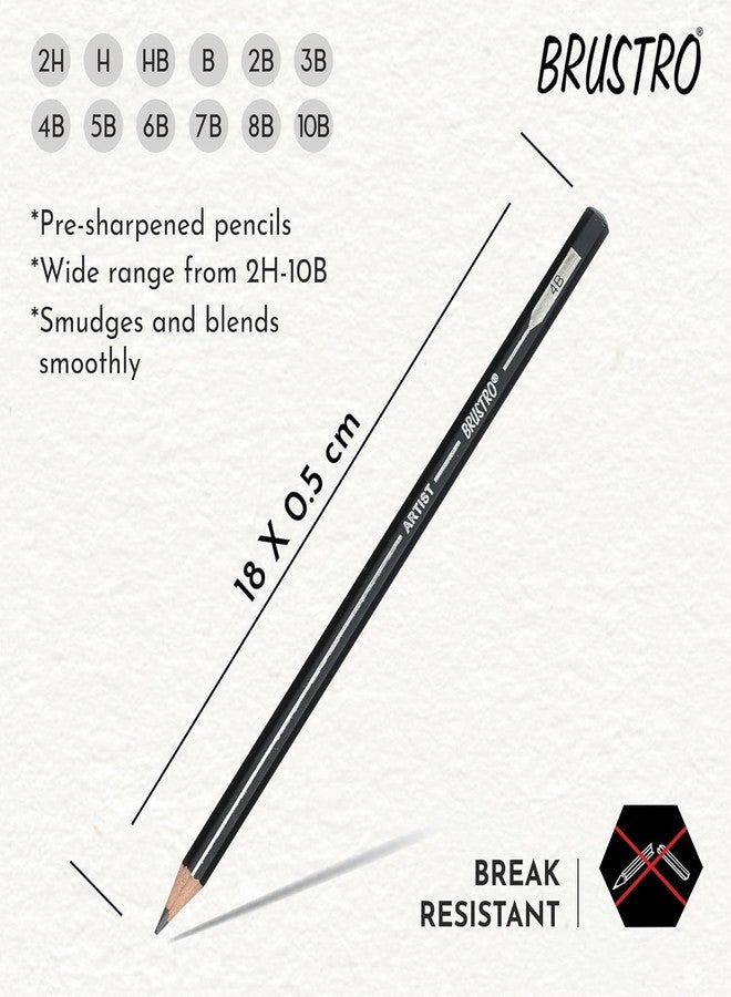 Brustro Drawing & Sketching Wiro Pad,5x7 inches,160 GSM,30 Sheets with Graphite Pencil Set of 12 (10B-2H) Tin Box. Sketch and Gift - Image 5