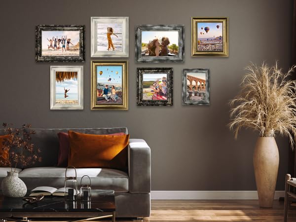 TKYGU 5x5 Picture Frames Set of 4- Rustic Retro Photo Frame with Real Glass Wall Mount and Tabletop Display Family Friends Wedding Gift - Image 4