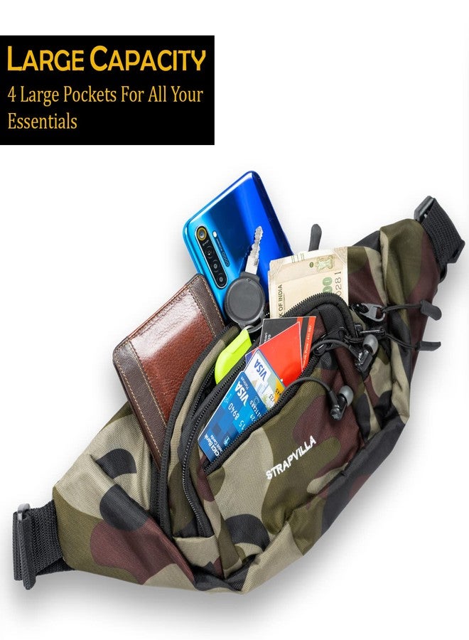 STRAPVILLA Waist Bag for Man & Women | Fanny bag for Men | Trendy Mobile waist Pouch Pocket Bag for Girls and boys | Waterproof Hip and side Bags for Outdoor Hiking Travel with Rain Cover (Camouflage) - Image 2