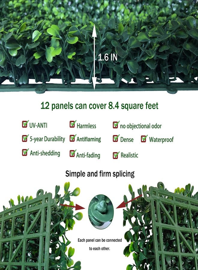 ODTORY Artificial Grass Wall Panel Backdrop,10" X 10" 12P(8.4 sqft) UV-Anti Greenery Boxwood Panels for Indoor Outdoor Green Wall Decor & Ivy Fence Covering Privacy - Image 3