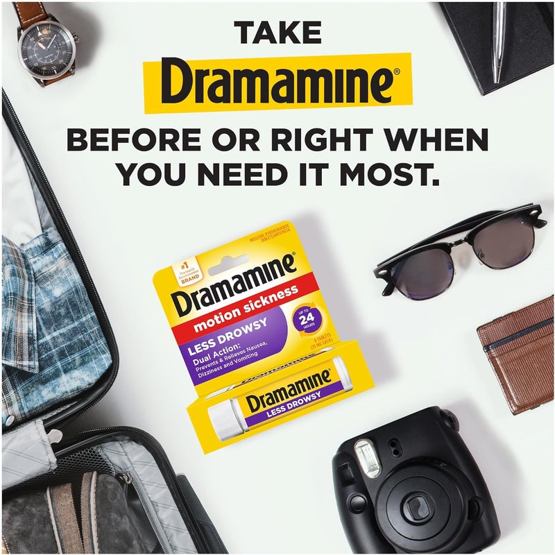 Dramamine أقل نعاس طوال اليوم، تخفيف دوار الحركة، 8 حبة، 3 عبوات - Image 3
