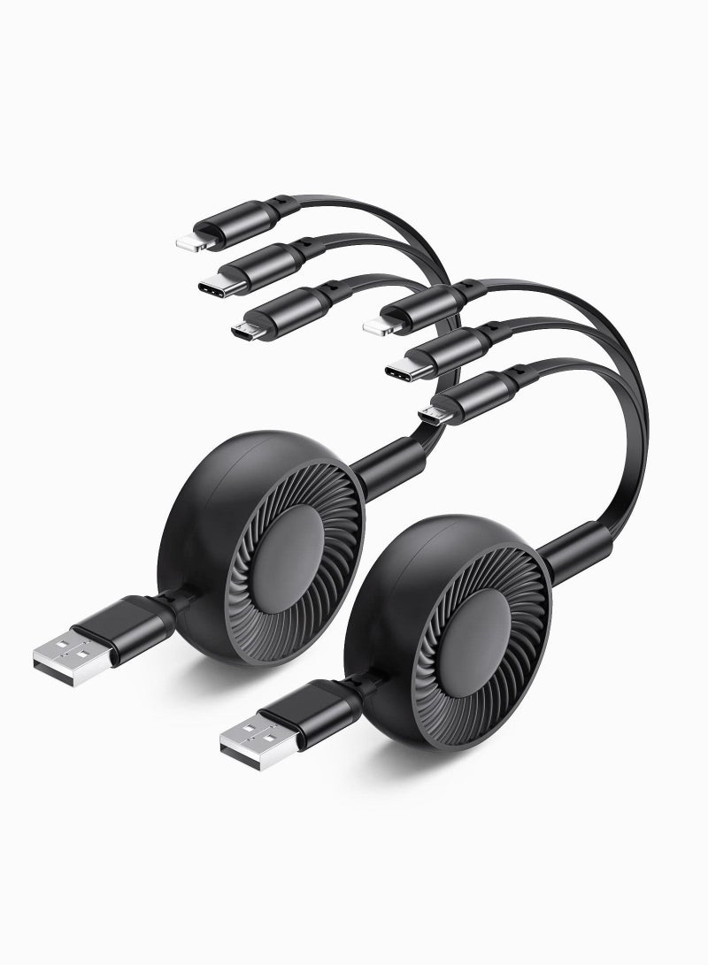 Y&D 3-in-1 USB Charging Cable, Multi Retractable to Cable Type C Sync Fast Cord, for IP, Micro-USB, Compatible with Cell Phones Tablets Samsung LG iPhone, 2Pcs  - Image 1