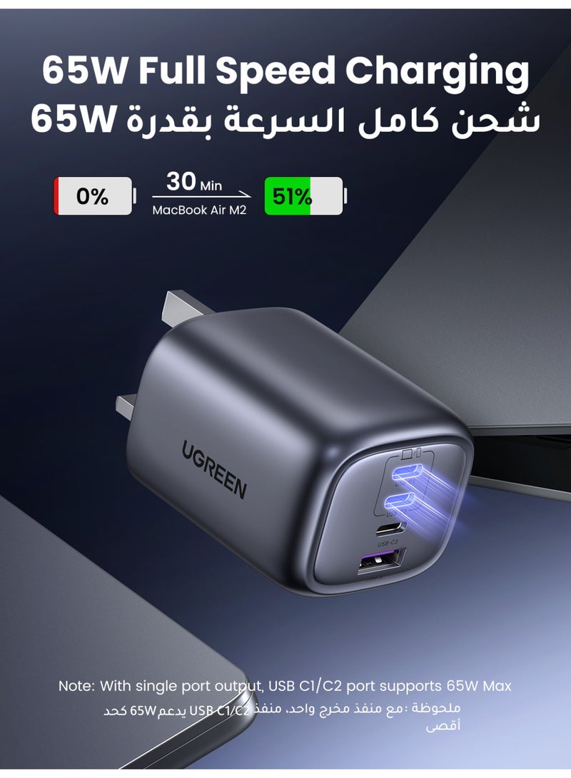 يو جرين شاحن يوجرين السريع نيكسود 65 واط مع كابل يو إس بي سي 100 واط بطول 2 متر، ومحول حائط من النوع سي وكابل PD لأجهزة آيفون 16/15، وجالاكسي إس 24 ألترا، وماك بوك برو، وآيباد، واللاب توب - رمادي فضائي - Image 5