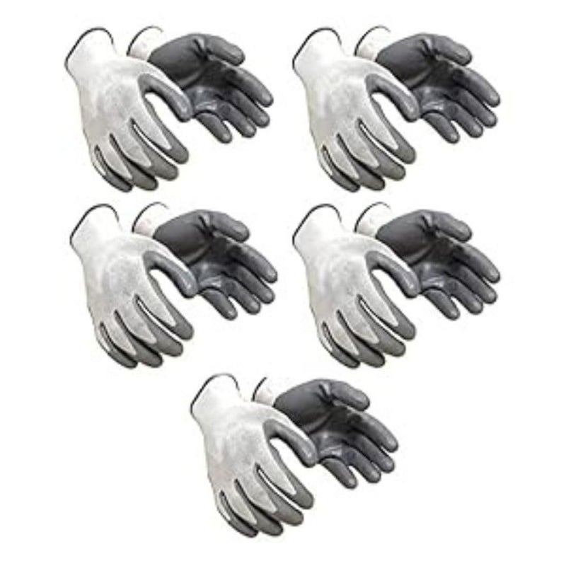 RK Trends Safety Nitrile Coated I Anti-Cut Gloves for Industrial, Mechanical, Agricultural, Gardening and Multi-puropse Uses (Pack of 5 Pairs, Grey (Nitrile Coated))