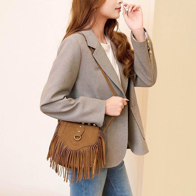 Women'S Bag Fashion Classic Tassel Messenger Bag Bohemian Style Shoulder Mobile Phone Bag Can Be A Generation Of Hair - Image 2