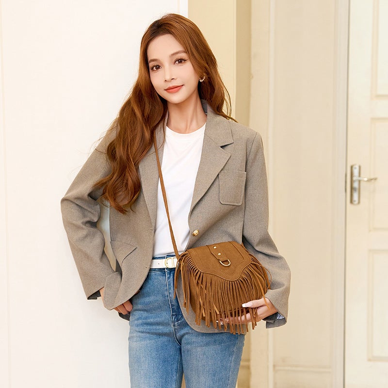 Women'S Bag Fashion Classic Tassel Messenger Bag Bohemian Style Shoulder Mobile Phone Bag Can Be A Generation Of Hair - Image 4
