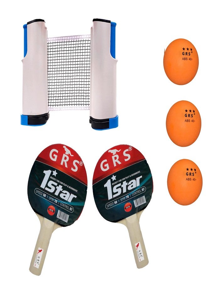Grès GRS Table Tennis Set with Two Racket with Three 40+ ABS Balls and One Retractable Table Tennis Net with Push Clamps - TT Net Set for 72 inch Table Tennis Board | Portable and Foldable Net Set - Image 2